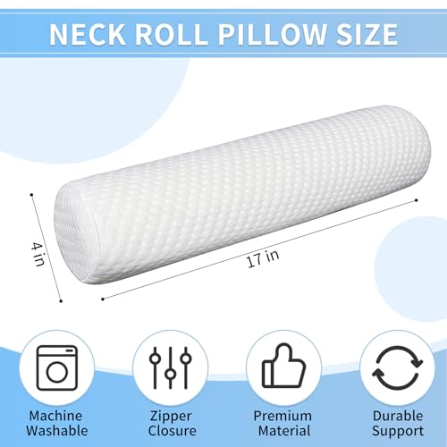 AAAini Almofada de rolo de pescoço, almofada de rolo cervical com forro e capa lavável com zíper, tr