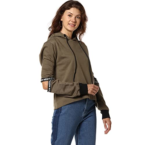 Image of Campus Sutra Women's Cotton Hooded Neck Sweatshirt