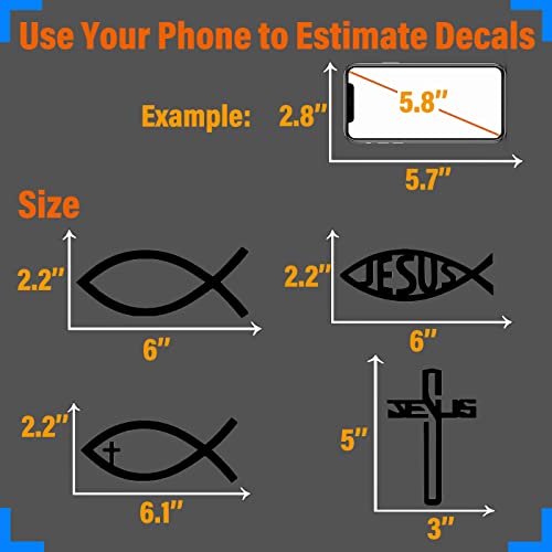Pack Of 4 Jesus Fish Vinyl Decals Religious Cross Stickers For Cars Window Bumper Laptop Tablets (6 In) Black #TOP5