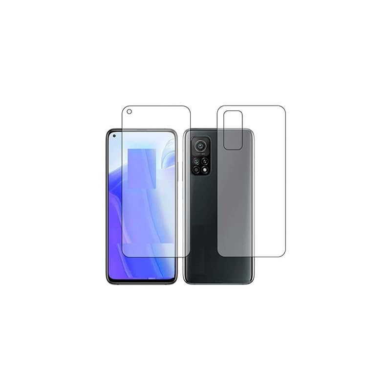 I Want It Front And Back Screen Guard Protector For Xiaomi Mi 10T Front Flexible Tempered Glass And Back Carbon Transparent Fiber Skin | Impossible Glass Unbreakable Screen Protector