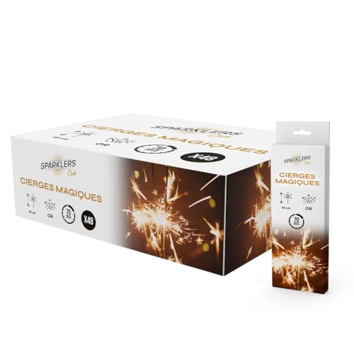 SPARKLERS CLUB Cierge Magique Grand Modèle 40/45cm, durée 70 Secondes - Lot de 48 - Accessoire de Décoration pour Gateaux Anniversaire Enfant & Adulte,...