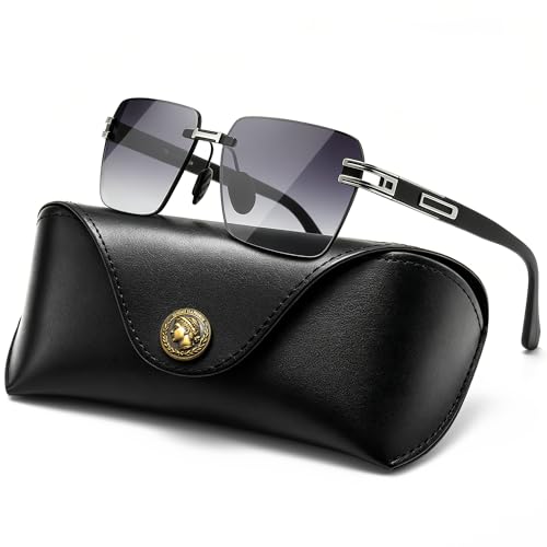 Image of SUNGAIT Rimless Rectangle Sunglasses Square Frameless Shades for Men Women Y2K Vintage UV Protection