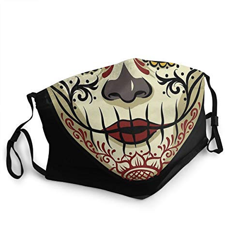Mask La Catrina Face Mask Cloth Mask Women Dust Mask Reusable Face Nose Mouth Cover with Adjustable Earloopsx
