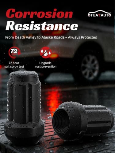 Image of OTUAYAUTO M12x1.5 Lug Nuts - 20PCS Black Spline Lug Nut with Socket Key