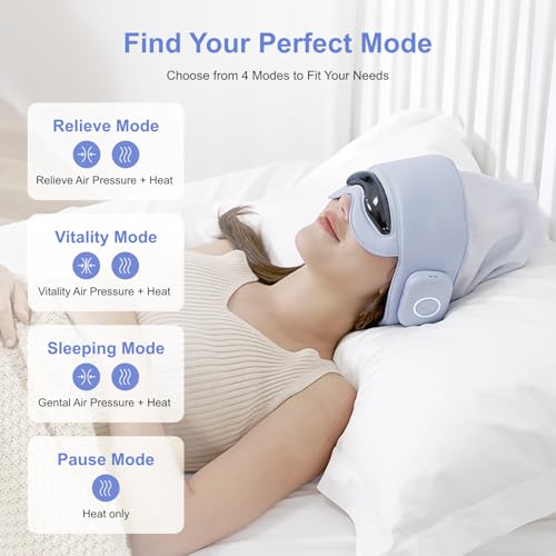 Head Massager for Fatigue Relief, Eye Massager with Heat, Head and Eye Massage for Stress Relief, Bluetooth-Capable, Rechargeable, Ideal for Rest & Relaxation,Avoid Walking/Reading While Using - Image 4