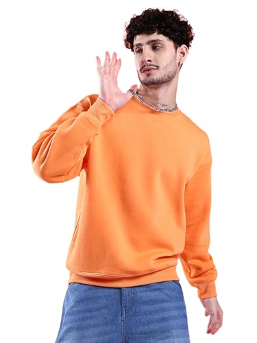 Image of The Indian Garage Co Men Oversized Solid Crew Neck Overhead Sweatshirt