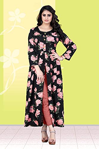 Image of H.E HAMZA ENTERPRISER Printed Crepe Material Brown Western Dress For Women