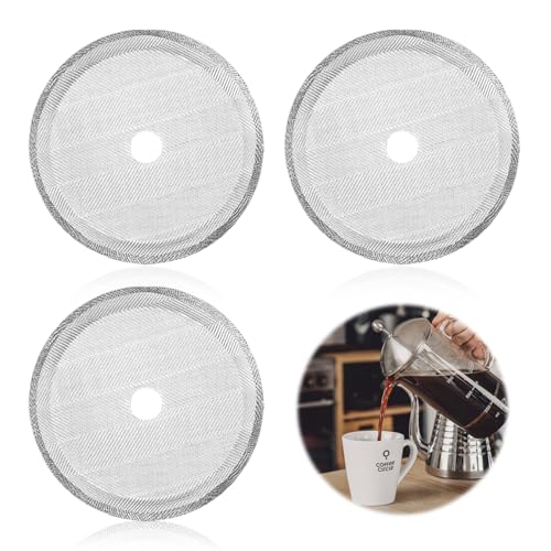 ueslwser 3 Pack 2.75inches Cafetiere Mesh Coffee Press Filter Mesh Replacement Stainless Steel Cafetiere Filter Mesh for Cafetiere 12 OZ/ 350 ml (3 Count - 2.75inch / 350ml / 12oz)