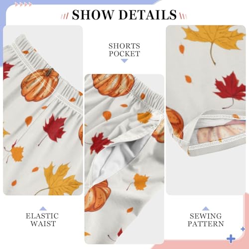 Orange Fall Maple Leaf Pumpkin Boys Pants for Kids Jogger Pants with Pockets S4
