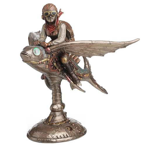 Escultura Veronese Steampunk Pez Volador 8.5 pulg