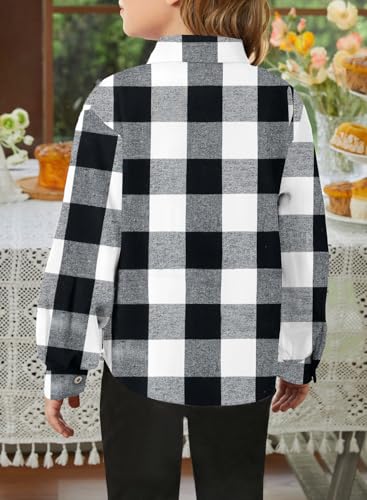 Image of SELINK Girls Long Sleeve Flannel Buffalo Plaid Button Down Shirt
