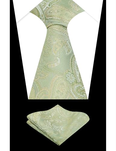 Image of Alizeal Mens 3.15'' Vintage Paisley Tie Pocket Square Set | Elegant Perfect for Banquet Wedding and Party