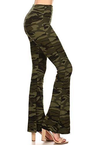 Leggings Depot PZA-N021-S Camouflage Army Print Palazzo Pants, Small