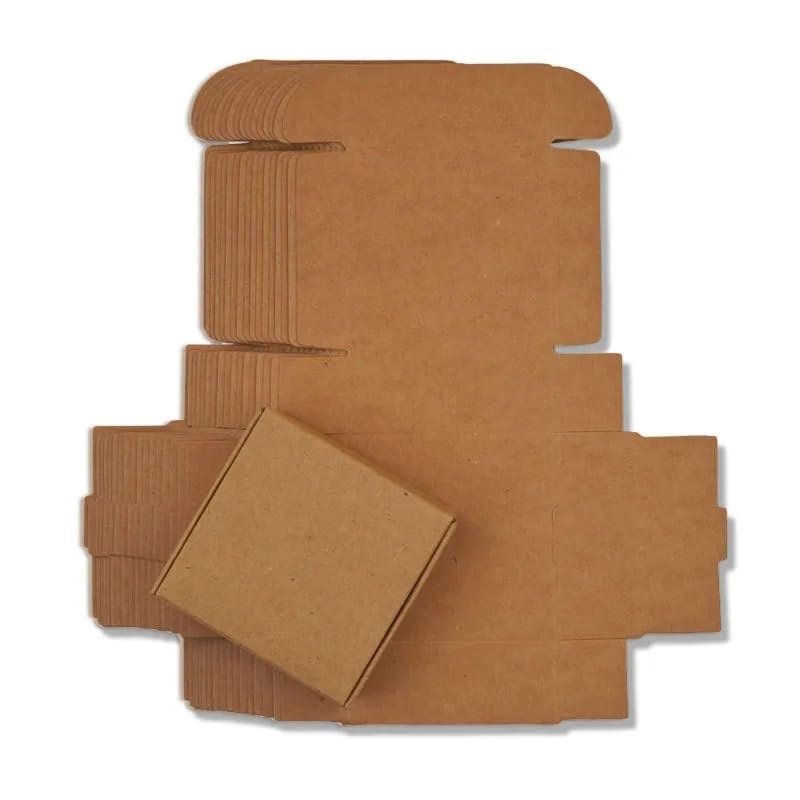 Kraft Geschenkboxen 50 Teile/los Blank Kraft Handgemachte Seife Box Weiß Karton Papier Schmuck Box Hochzeit Party Favor Schwarz Handwerk geschenk Box (Color : Brown, Size : 9x8.6x1.6cm)