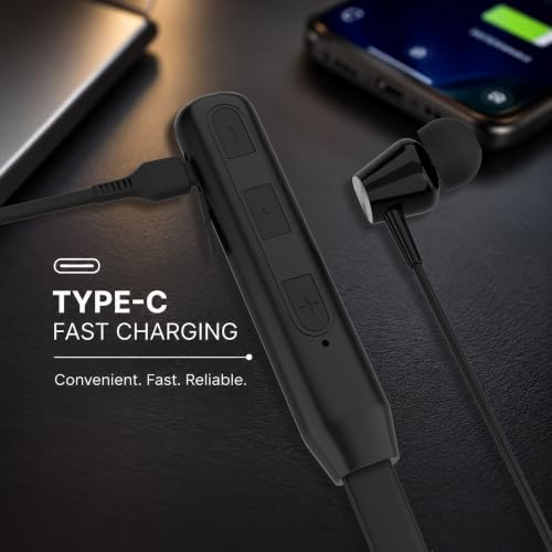Image of AROMA NB119 Pace Wireless Neckband Bluetooth Earphones, Carbon Black