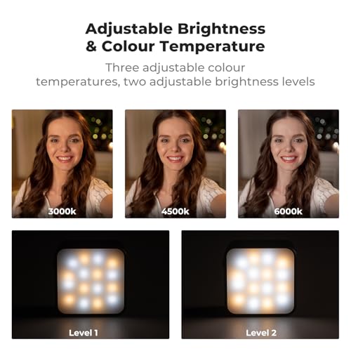 Image of K&F CONCEPT LM61 Magnetic Mini Light for DJI Osmo Pocket 4 /3, 1W USB C Rechargeable Auxiliary LED Fill Lighting, Color Temperature 3 Levels Adjustable 3000K /4500K /6000K, Brightness 2 Levels Video Lamp