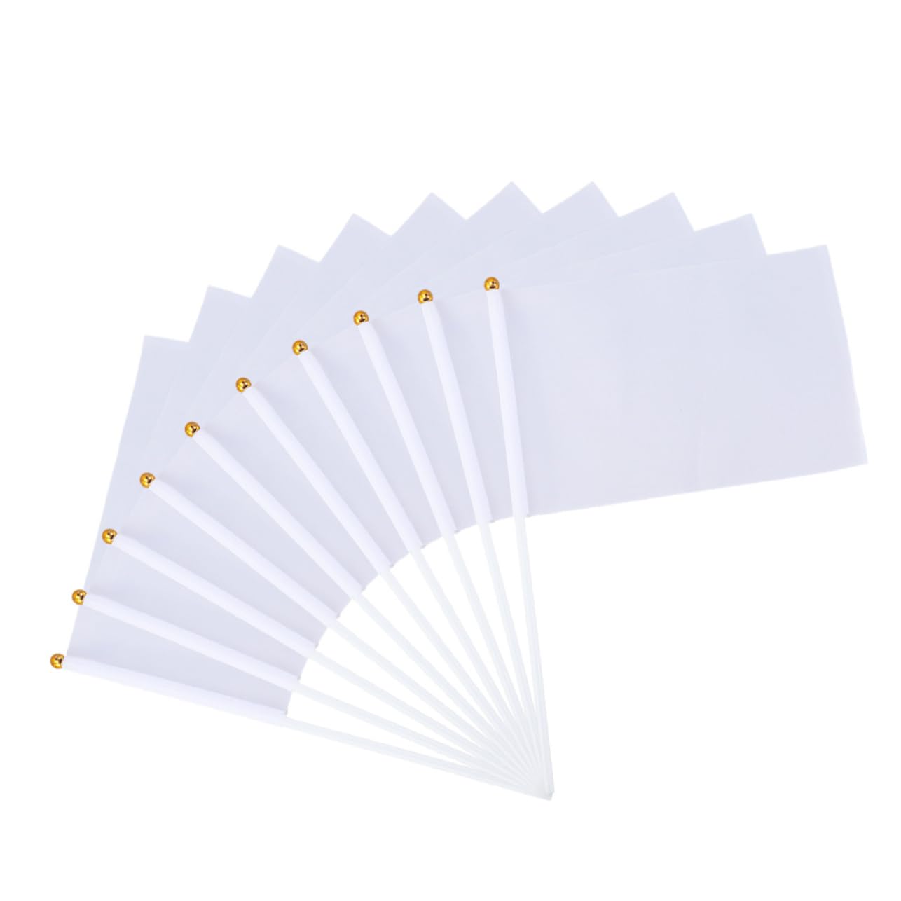 BRIGHTFUFU 24pcs Hand-cranked Flagpoles Football Flags Waving Banner Commanding Referee Flag White