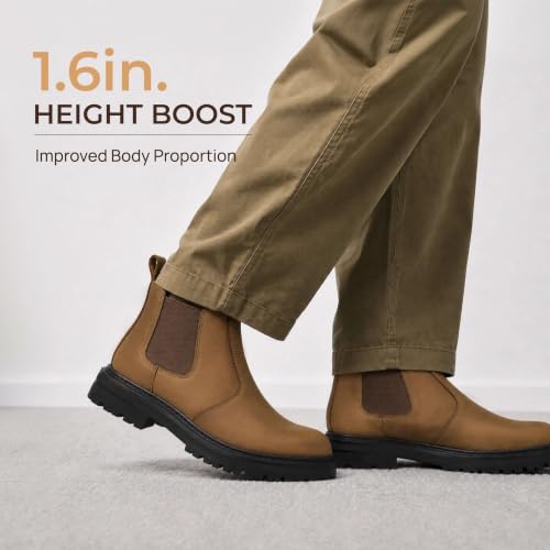 Image of Holy dove Men's Wide Toe Box Platform Chelsea Boots Slip-On Casual Ankle Dress Boot