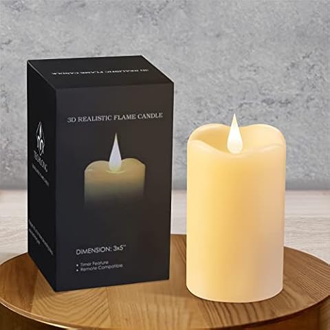 TECHLONG Flameless Candles with 3D Moving Flame and Timer Cover