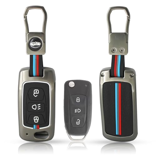 Image of BKN Luxury Metal Silicon Key Cover Compatible for Tata Tiago | Nexon | Altroz | Safari | Storme | Zest | Bolt | Tigor | Punch | Hexa 3 Button Flip Key