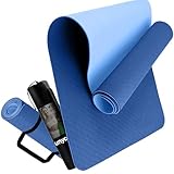 unycos - Esterilla de Yoga, Pilates y Otros Deportes - Colchoneta Antideslizante TPE con Bolsa y Correa para Llevar al Hombro | Ecológica - No Tóxica - 183 x 61 cm (Azul sin Diseño)