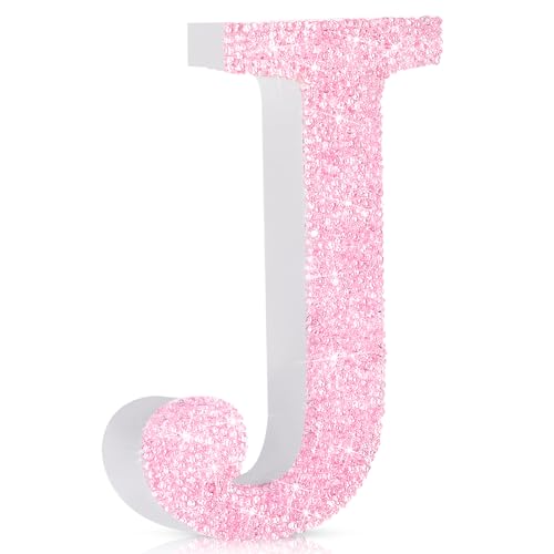 Lettre J rose en strass pour une décoration de Saint-Valentin romantique