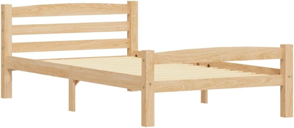 vidaXL Solid Wood Bed Single Bed Frame Bed Wooden Bed Frame Slatted Frame Bedroom Furniture Pine 90 x 200 cm