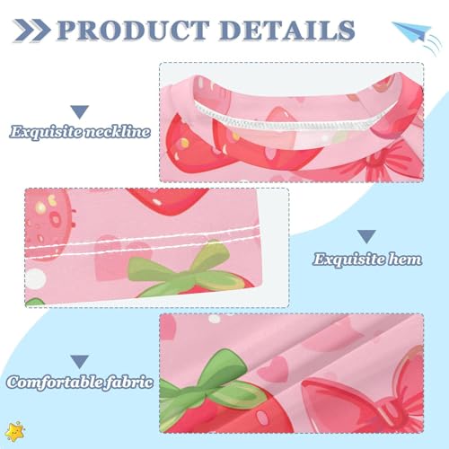 ALAZA Kids Rash Guard Girls Toddler Swim Shirts Short Sleeve Strawberry Bows UPF 50+ 3T3