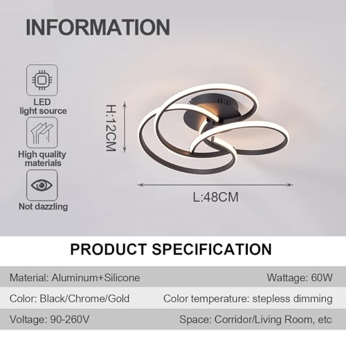 Plafonnier LED moderne à intensité variable avec télécommande pour salon