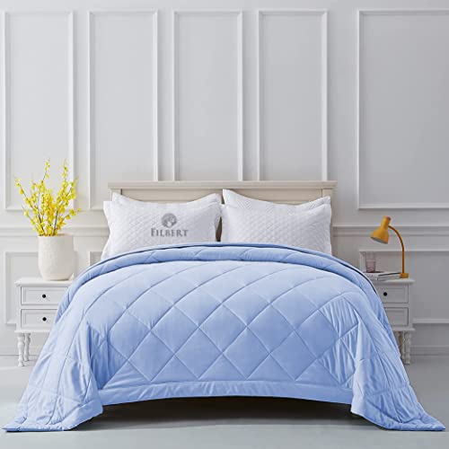 Image of Filbert Microfiber 250 Gsm 300 Tc Diamond Stitch Double Bed Comforter Blanket For All Season Light Weight (92 inch X 106 inch Inches /233Cm X 269Cm) - Comforter King Size | Sky Blue