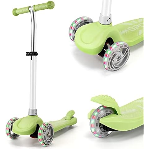 IMMEK Kick Scooter for Kids,3 Wheel Kids scooter,Toddler scooter with Adjustable Height,Scooter for Boys and Girls wite LED Light Wheels for Children from 2 to 6 Years Old (Green) Cover