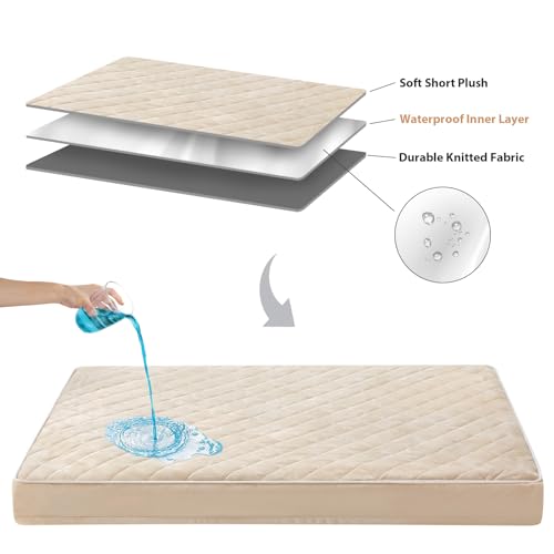 Image of WNPETHOME Orthopedic XL Dog Beds Large Sized Dog, Waterproof Extra Large Dogs Bed with Removable Washable Cover, Multi-Needle Quilting Dogs Crate Bed