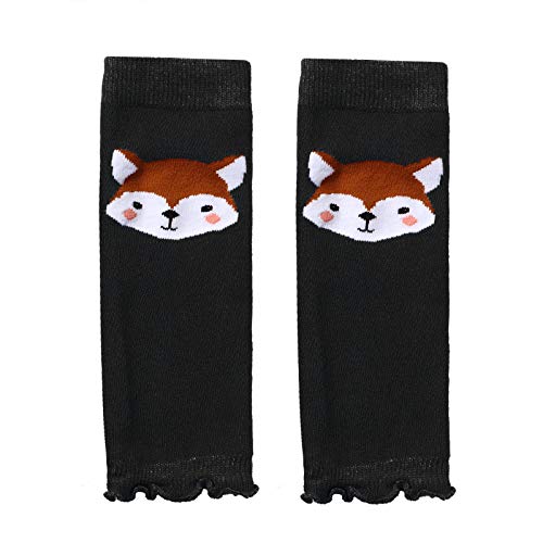 Loodgao Girls Leg Warmers Cute Cartoon Print Footless Socks Stretch Spandex Anti-Slip Crawling Knee Protector Black S