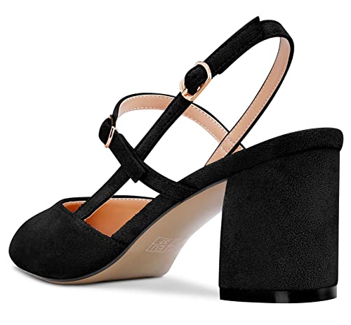 Aachcol Women Chunky Block Mid Low Heel Pumps Ankle Strap Slingback Pointed Toe Dress Shoes Office Party Wedding Suede 2.5 Inch3