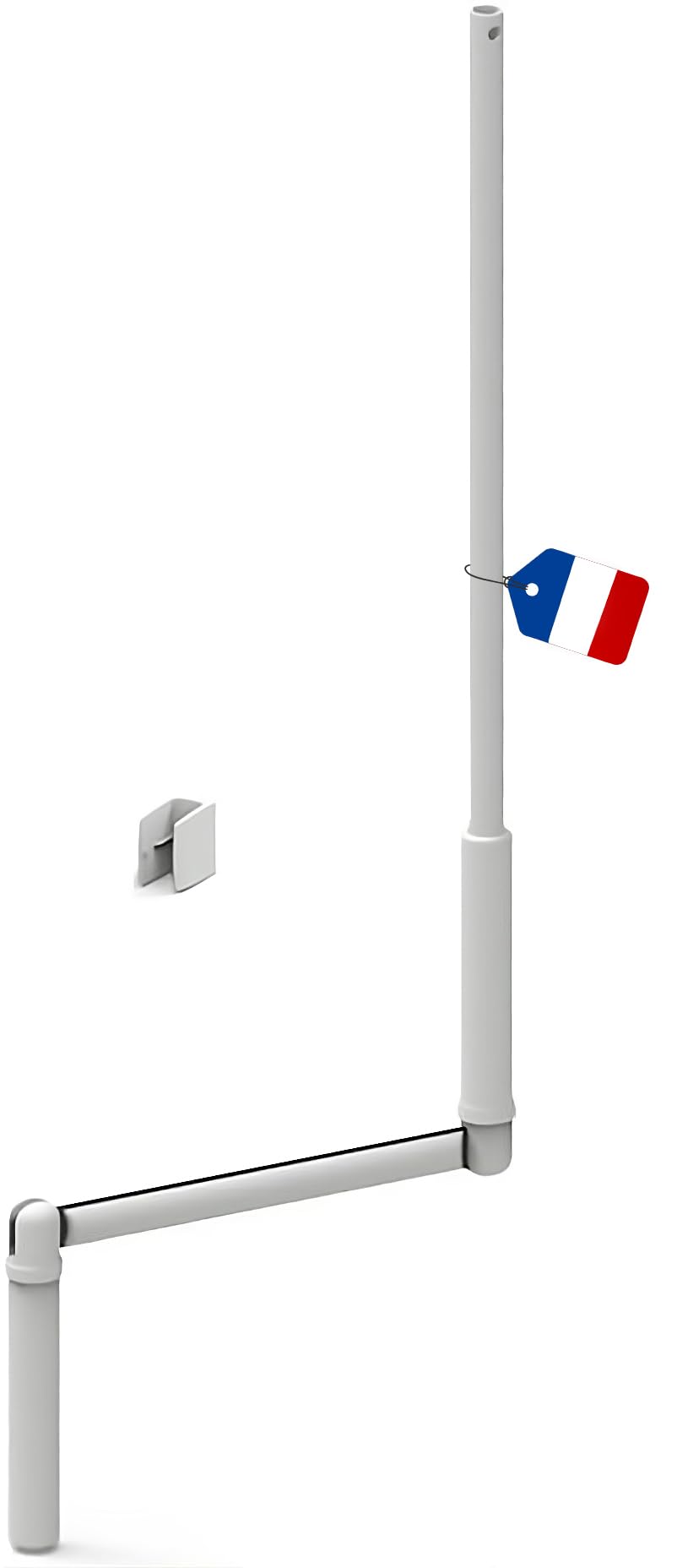 Manivelle Complète pour Volet Roulant 1300 mm - Tige Barre E618D - Acier Laqué Blanc diamètre 12mm - Poignée Ergonomique et Clip Mural - Qualité Française