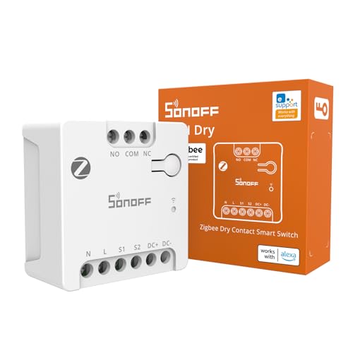SONOFF MINI-ZBD Zigbee 3.0 Dry Contact Relay AC/DC Input Works with Zigbee Hubs Alexa & Google Home for Smart Garage Door Controller Boilers DC Motors & Solenoid Valves