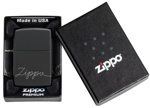 Image of Zippo Design Black Matte with Chrome, Windproof Pocket Lighter, Refillable, (BIS Certified)