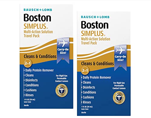 Boston Simplus Contact Lens Solution for Gas Permeable Contact Lenses Contact Lens Case Included 1 Fl Oz (Pack of 2)