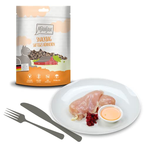 MjAMjAM - Premium Katzensnack - Snackbag - saftiges Hühnchen, 1er Pack (1 x 125 g), naturbelassen ganz ohne synthetische Konservierungsstoffe