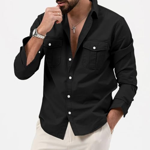 Camisa casual con botones de manga larga Wolong resistente para trabajo 3