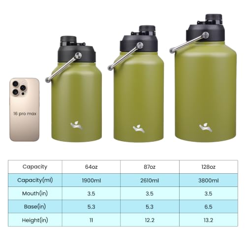 Image of Konokyo 128 oz Insulated Stainless Steel Water Bottle Jug with Handle