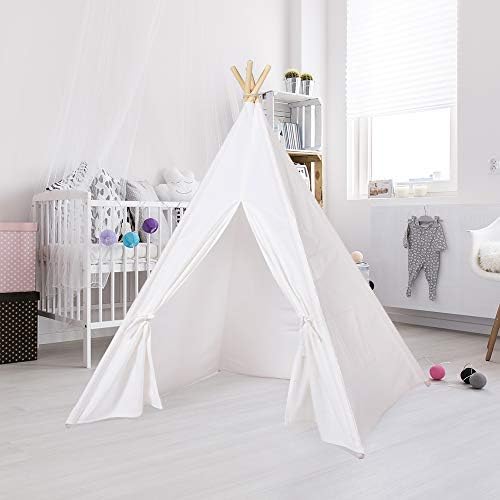 JUNHE Kids Foldable Teepee Play Tent with Carry Case for Indoor Outdoor Kids Playhouse Portable Kids Tent