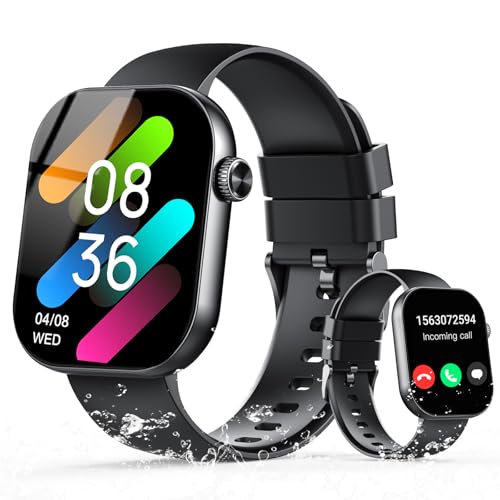Smartwatch Uomo Donna, 2.01″ Orologio Smartwatch con Chiamata Bluetooth e Risposta Vivavoce, Fitness Tracker con Contapassi/Sonno/Cardiofrequenzimetro, Impermeabile 5ATM, 100+ Sports Smart Watch Nero