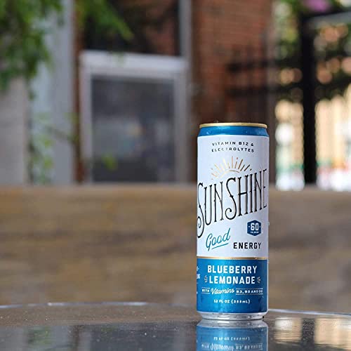 Sunshine Sparkling Energy Drink, Blueberry Lemonade, Vitamin B12, Electrolytes, 70Mg Natural Caffeine, 12Oz, (Pack Of 24) #TOP4