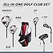 Aspire XD1 Men’s 14-Piece Golf Set – 460cc Titanium Driver, Wood, Hybrid, 6-PW Irons, Putter, Stand Bag, 3 Headcovers and Cover – Red, RH Regular