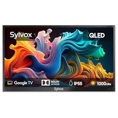 SYLVOX Outdoor TV, 43'' QLED Smart TV, IP55 Waterproof, Dolby Atmos HDR 10, Voice Remote,1000nits Weatherproof Television, Chromecast Built-in for Deck, Patio or Garden(Deck Pro QLED 2.0)