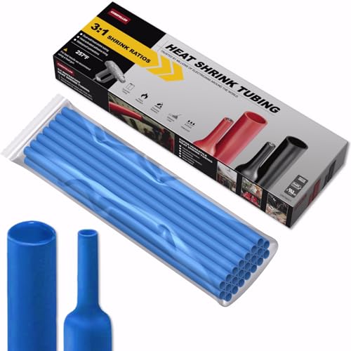 CUBEFELLER® 3:1 Ratio 1/8 Inch (3.2mm) Blue Heat Shrink Tubing - 20ft (6.1M Total Length), Marine Grade Waterproof Adhesive Lined, Insulation Sealing Oil-Proof Wear-Resistant,ET2032BL