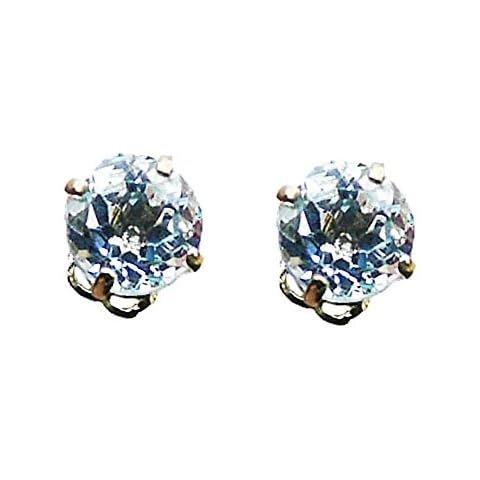 9ct Yellow Gold Blue Topaz Round Stud Earrings - March Birthstone Cover