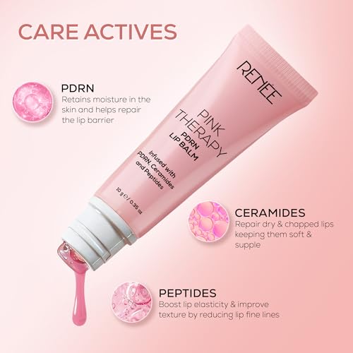 Image of RENEE Pink Therapy PDRN Overnight Lip Repairing & Moisturising Lip Balm For Dry, Chapped Lips | Glossy Finish, Revives Lip Barrier & Improves Elasticity | With Vegan PDRN, Peptides & Ceramides | 10g