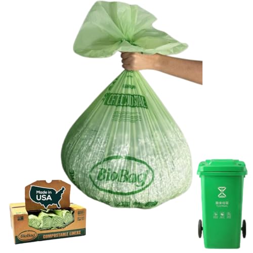 BioBag (USA) The Original Compostable Bag, 39 Gallon, 120 Count, 100% Certified Compostable Bag Liners for Food Waste, Extra Strong and Durable